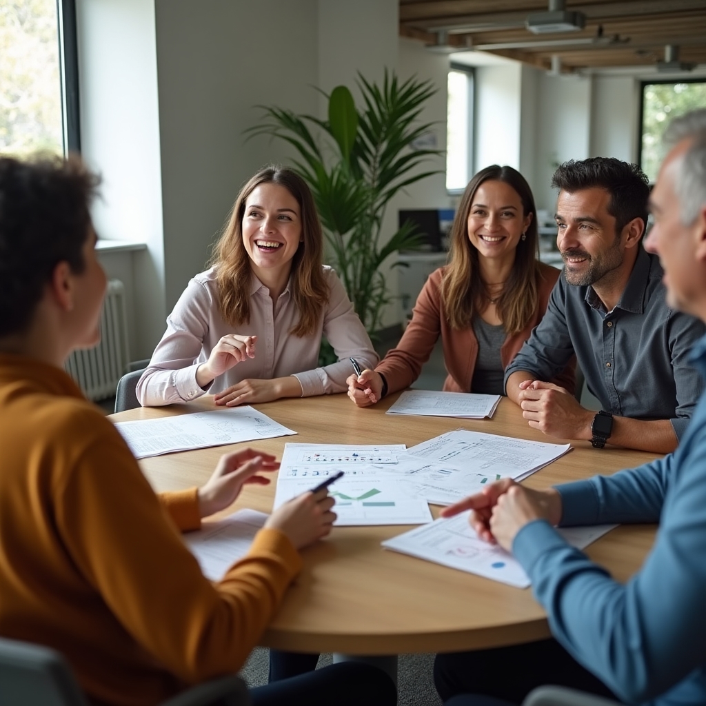 Group workshop participants discussing financial decision-making exercises